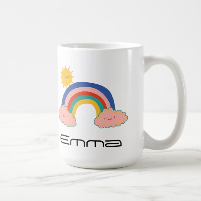 Cute Rainbow sun Kids Back To School DIY name Coffee Mug (Right)
