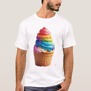 Cute Rainbow Swirl Ice Cream Waffle Cup T-Shirt