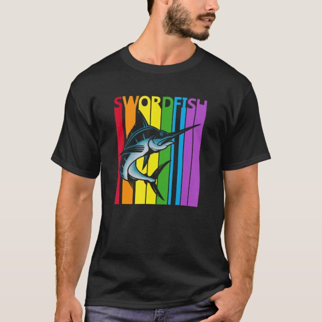 Cute Rainbow Swordfish fish T-Shirt (Front)