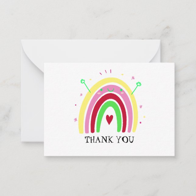 Cute Rainbow Thank You Card (Front)
