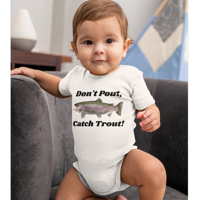 Cute Rainbow Trout Baby Fishing Don't Pout Funny  Baby Bodysuit (Creator Uploaded)