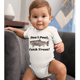 Cute Rainbow Trout Baby Fishing Don't Pout Funny  Bodysuit