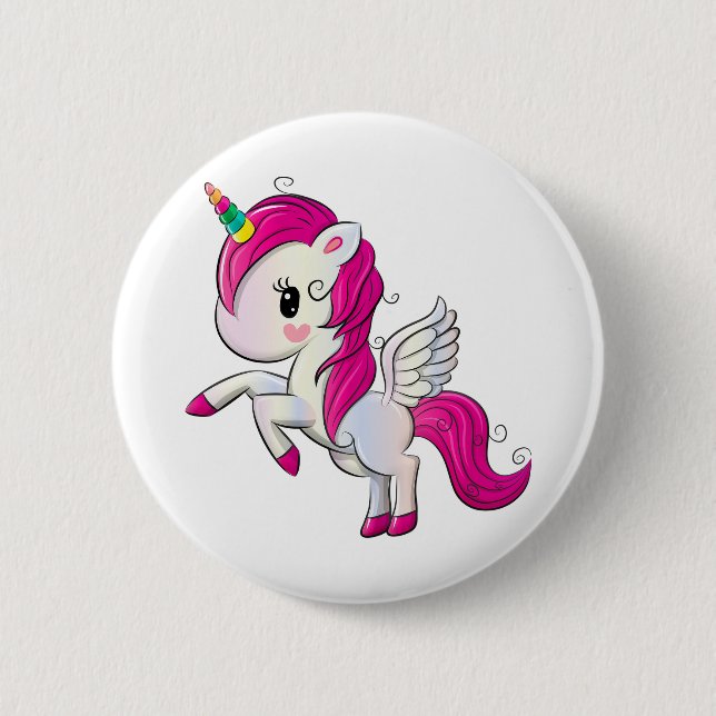 Cute rainbow unicorn 6 cm round badge (Front)