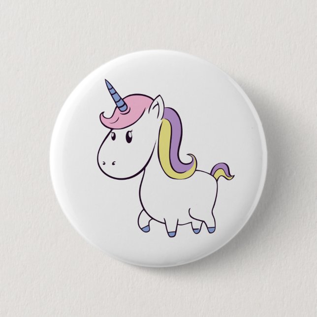 Cute rainbow unicorn button for kids (Front)