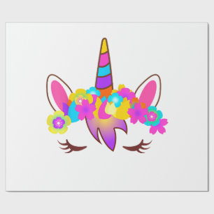 Cute Rainbow Unicorn Face Shirt Wrapping Paper