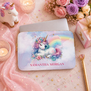 Cute Rainbow Unicorn Magical Day Laptop Sleeve