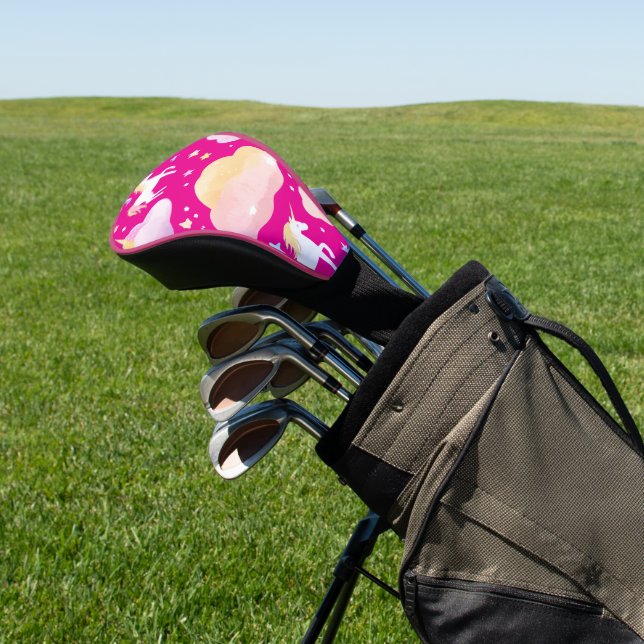 Cute rainbow unicorn magical girly birthday kids golf head cover (In Situ)