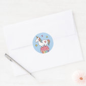 Cute Rainbow Unicorn on Birthday Cupcake Classic Round Sticker (Envelope)