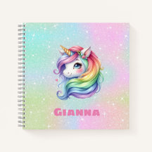 Cute Rainbow Unicorn Personalised Name