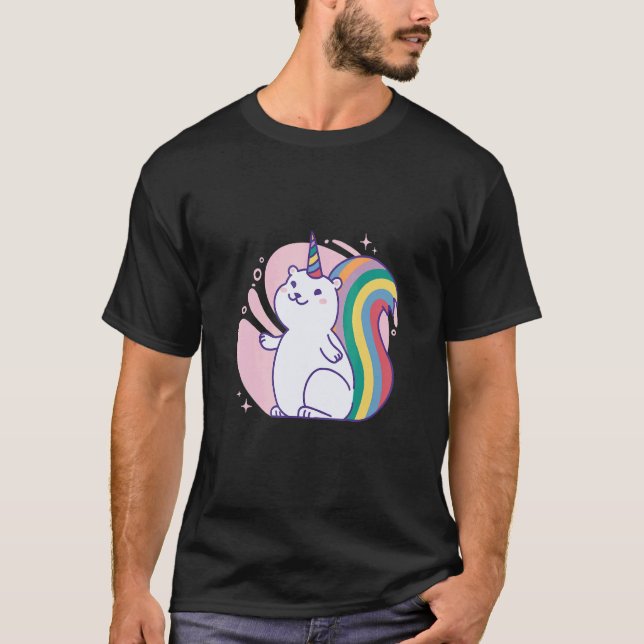 Cute rainbow unicorn squirrel T-Shirt (Front)