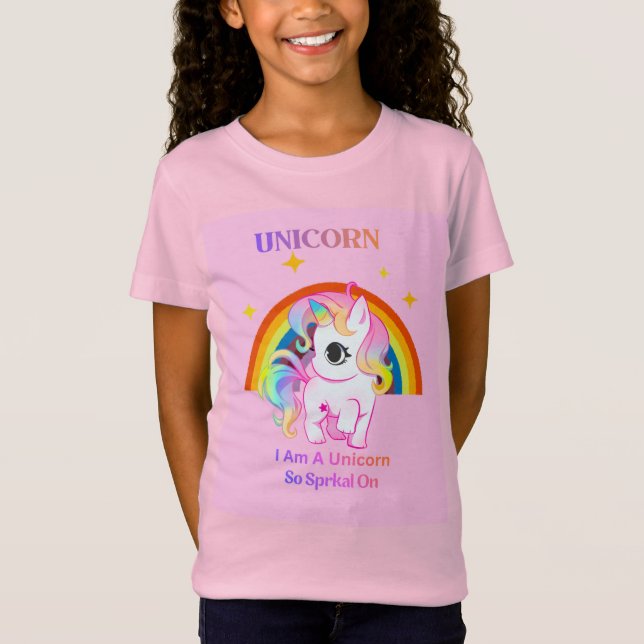 Cute Rainbow Unicorn T-Shirt Design (Front)