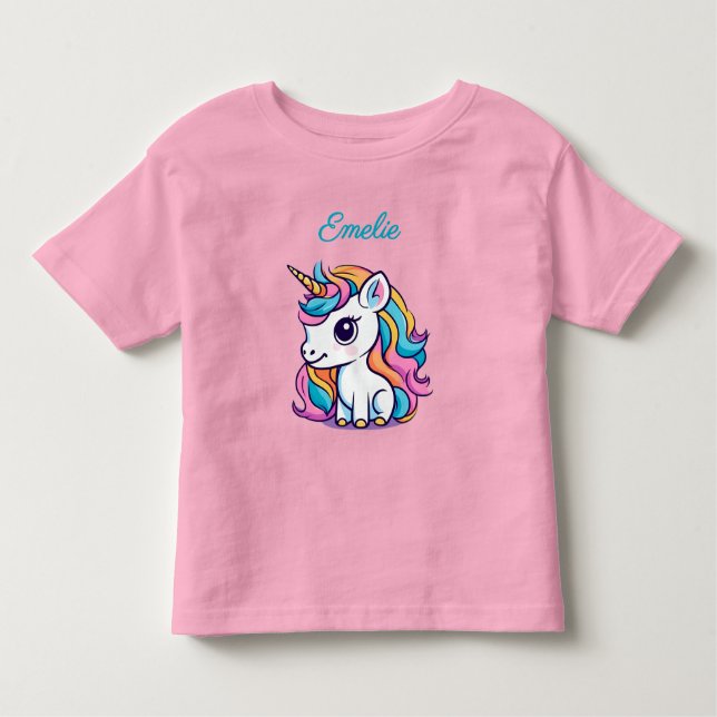 Cute Rainbow Unicorn Toddler T-Shirt (Front)