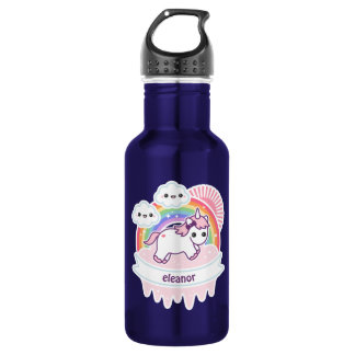 Cute Rainbow Unicorn with Clouds 532 Ml Water Bottle