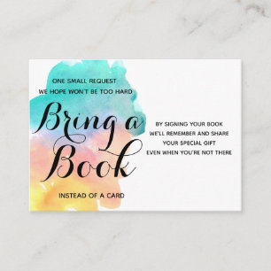 Cute rainbow watercolor baby bring a book card