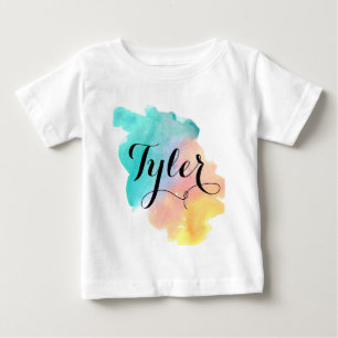 Cute rainbow watercolor baby name shirt