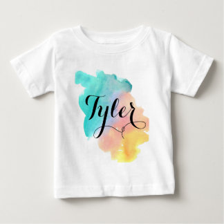 Cute rainbow watercolor baby name shirt