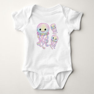 Cute Rainbow Watercolour Jellyfish Baby Bodysuit