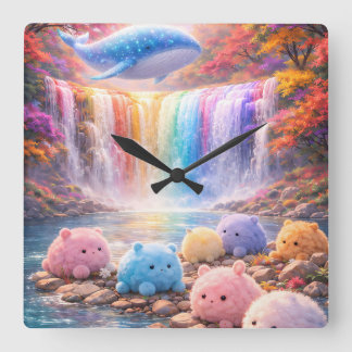 Cute Rainbow Waterfall Kids Wall Clock Decor