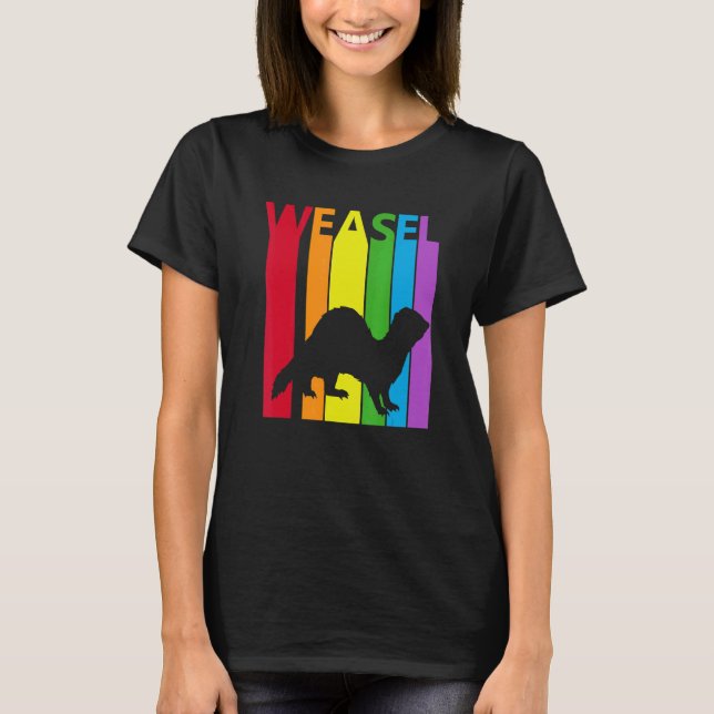 Cute Rainbow Weasel Animal T-Shirt (Front)