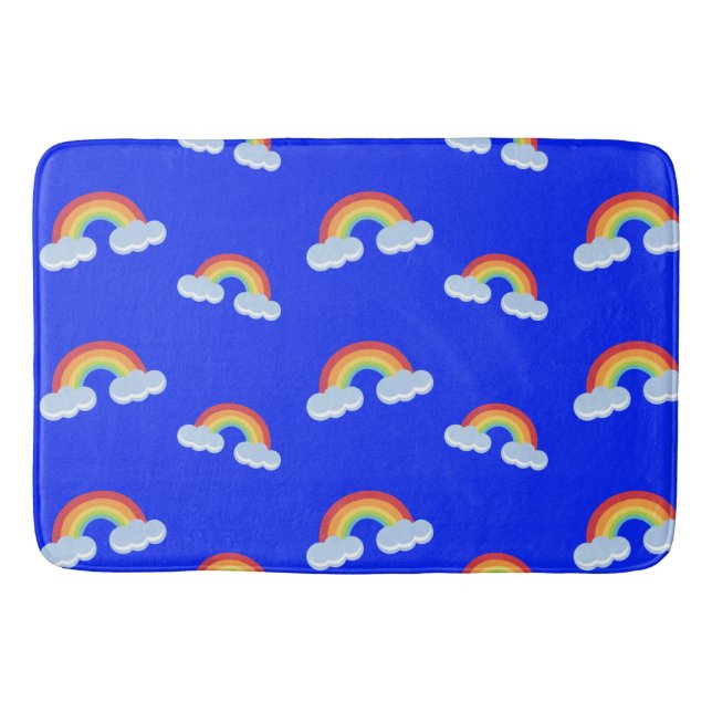 Cute Rainbow with Clouds Pattern Bath Mat (Front)
