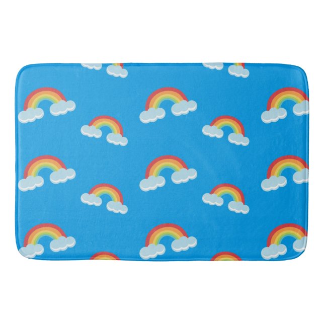 Cute Rainbow with Clouds Pattern Bath Mat (Front)