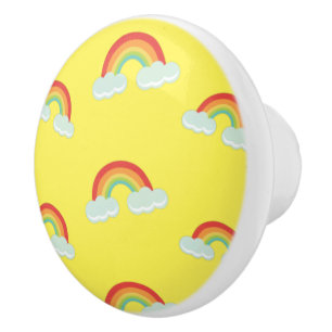 Cute Rainbow with Clouds Pattern Ceramic Knob