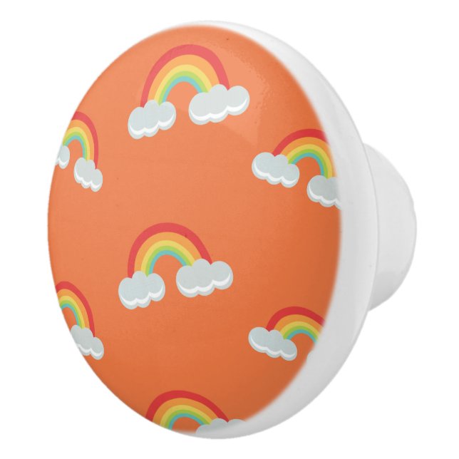 Cute Rainbow with Clouds Pattern Ceramic Knob (Right)