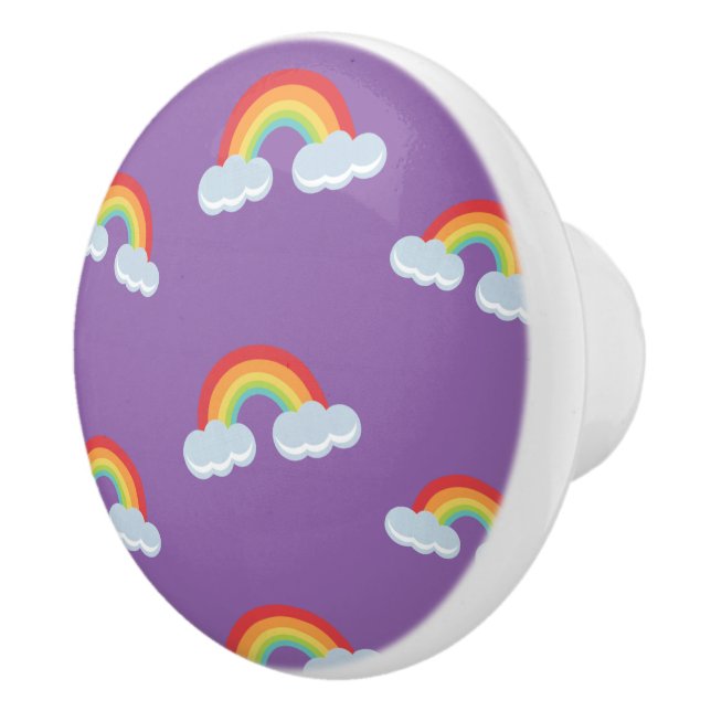 Cute Rainbow with Clouds Pattern Ceramic Knob (Right)
