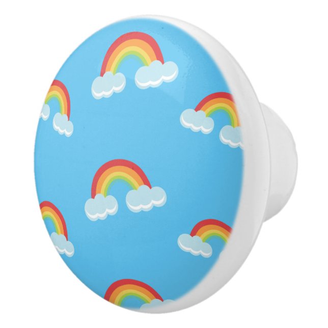 Cute Rainbow with Clouds Pattern Ceramic Knob (Right)