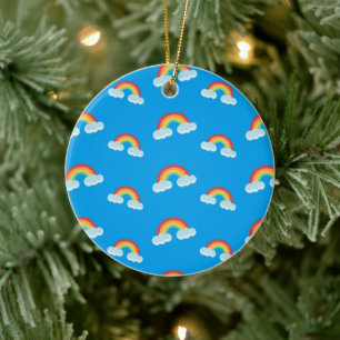 Cute Rainbow with Clouds Pattern Ceramic Tree Decoration