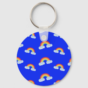 Cute Rainbow with Clouds Pattern Key Ring