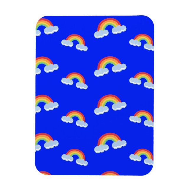 Cute Rainbow with Clouds Pattern Magnet (Vertical)