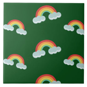 Cute Rainbow with Clouds Pattern Tile