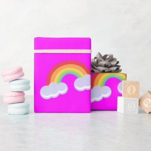 Cute Rainbow with Clouds Pattern Wrapping Paper