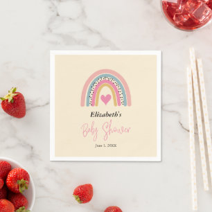 Cute Rainbow With Heart Girl Baby Shower  Napkin