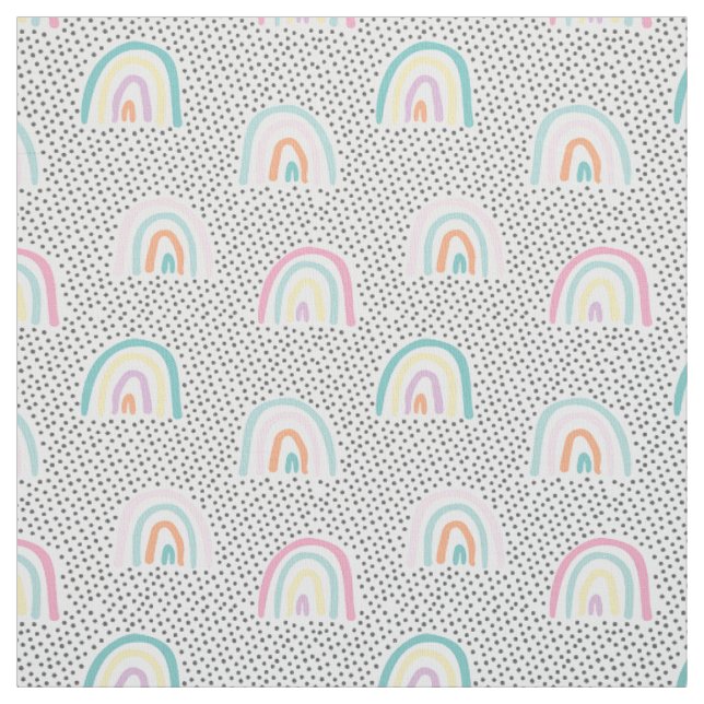 Cute rainbows and tiny dots in pastel colours fabric (Swatch)
