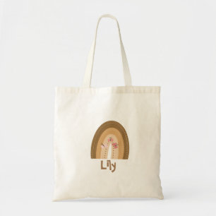 Cute Rainbows Butterflies Bohemian Library Tote Bag
