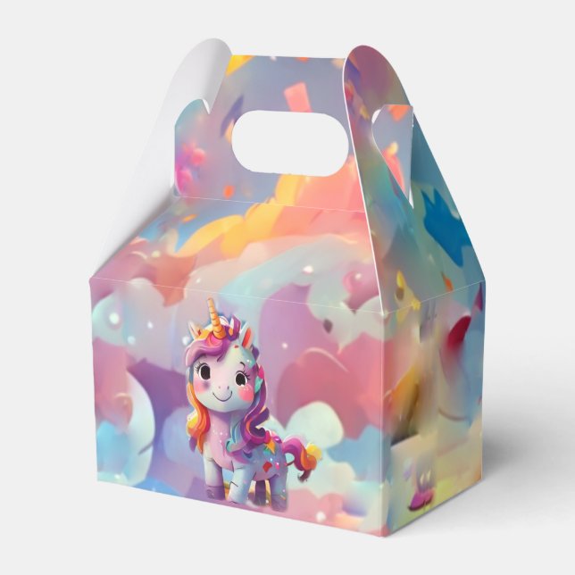cute rainbows colourful unicorn  birthday  favour box (Front Side)