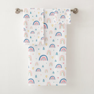 Cute Rainbows & Hearts Pattern Bath Towel Set