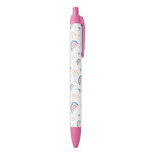 Cute Rainbows & Hearts Pattern Black Ink Pen