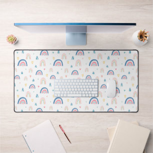 Cute Rainbows & Hearts Pattern Desk Mat