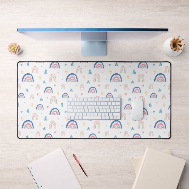 Cute Rainbows & Hearts Pattern Desk Mat (Office 1)