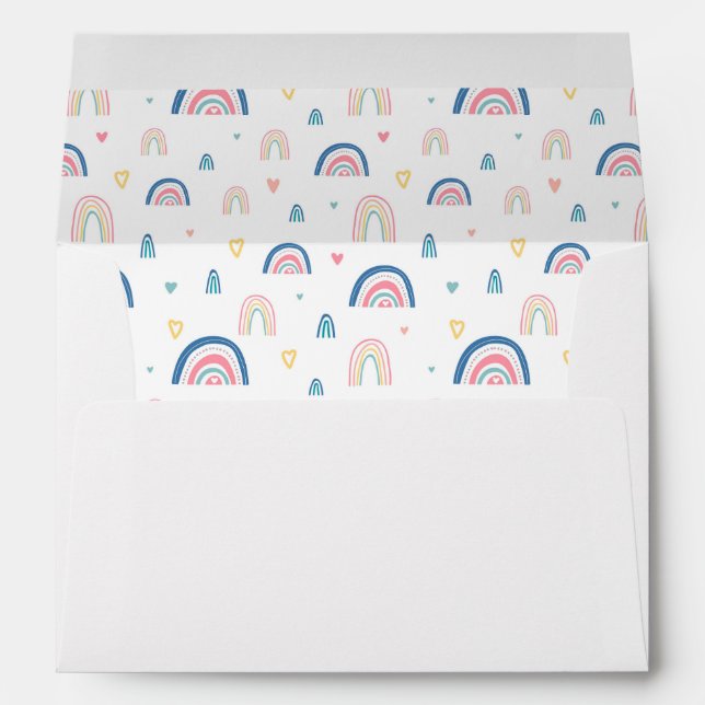Cute Rainbows & Hearts Pattern Envelope (Back (Bottom))