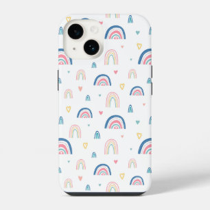 Cute Rainbows & Hearts Pattern iPhone 14 Case