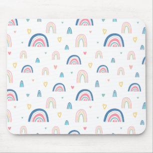 Cute Rainbows & Hearts Pattern Mouse Pad