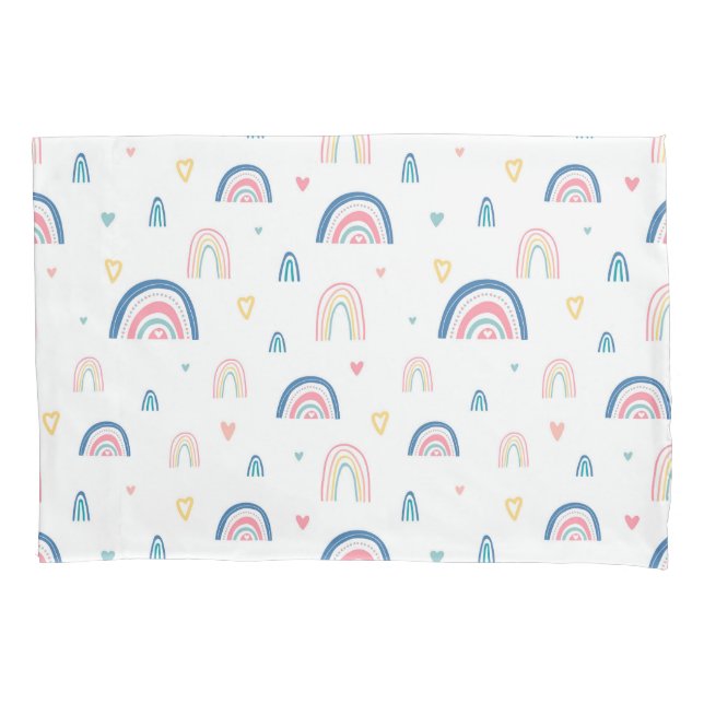 Cute Rainbows & Hearts Pattern Pillowcase (Front)