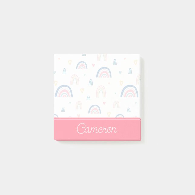 Cute Rainbows & Hearts Pattern Post-it Notes (Front)