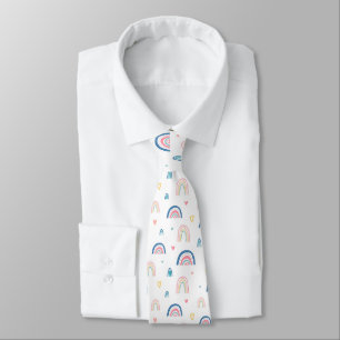 Cute Rainbows & Hearts Pattern Tie