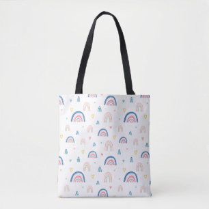 Cute Rainbows & Hearts Pattern Tote Bag