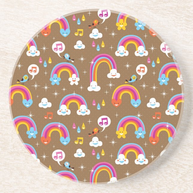 cute rainbows pattern coaster (Front)